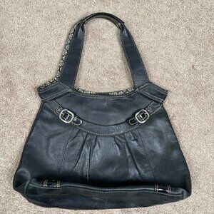 Fossil Purse Black Pebbled Leather Shoulder Hobo Bag Shoulder Y2K Vintage Buckle